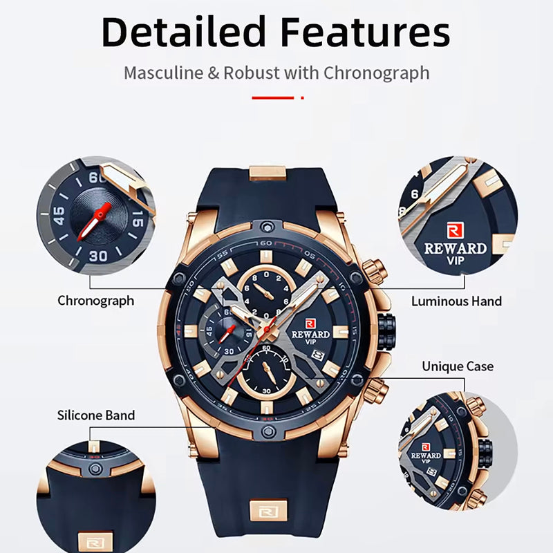 Reward Best chronograph Multiple Dial Watch for men sports New Design oem Luxury Auto Date Movt quartz watch Reloj Hombre