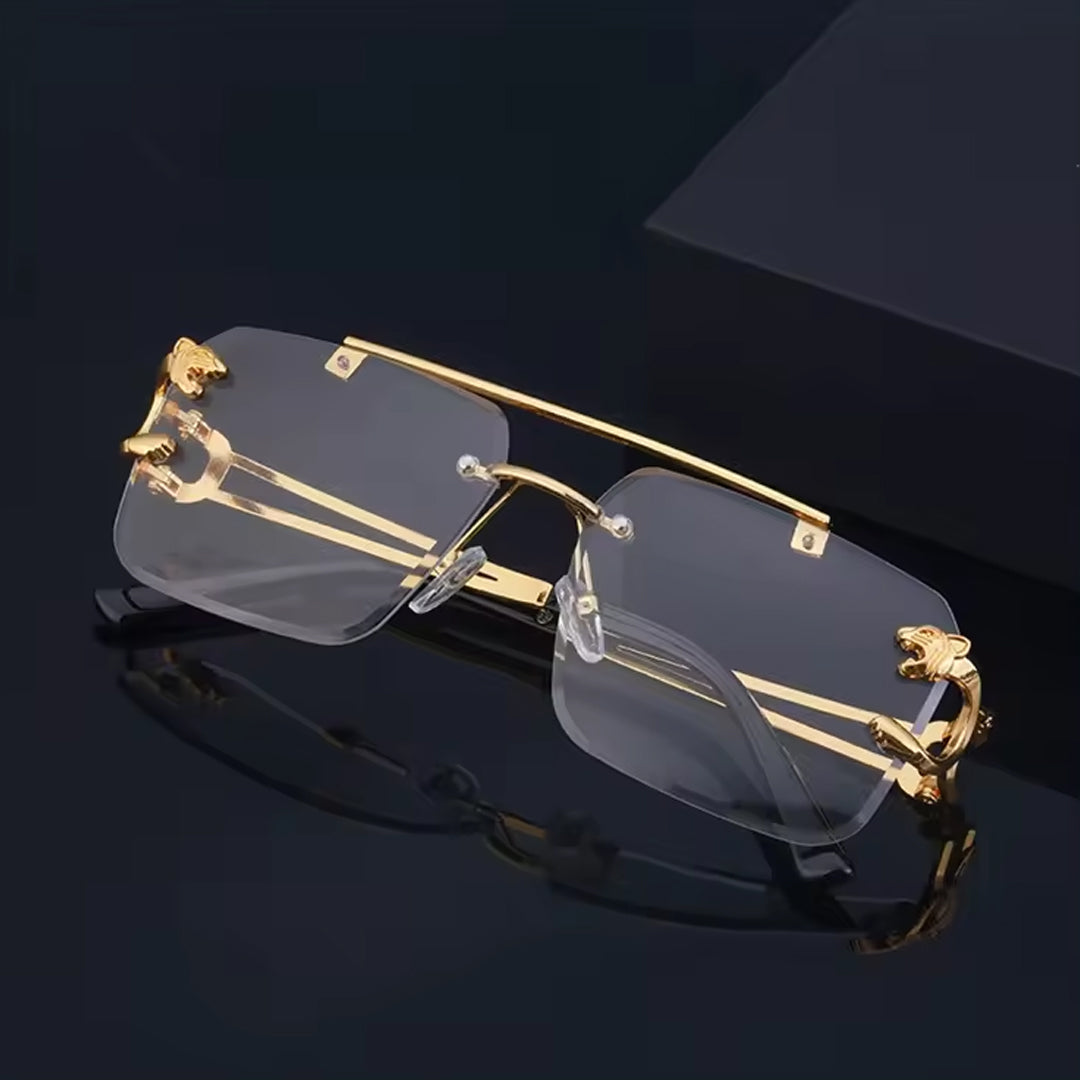 2024 Cheap printed your own brand custom logo sunglasses double bridge stylish rimless sunglasses UV400 square women sun glasses