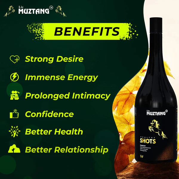 Liv Muztang Healthy Shots | Stamina Tonic | Women & Man Power Syrup | Stamina Booster Syrup | Boost Dopamine Level | Increase Testosterone and Estrogen Production