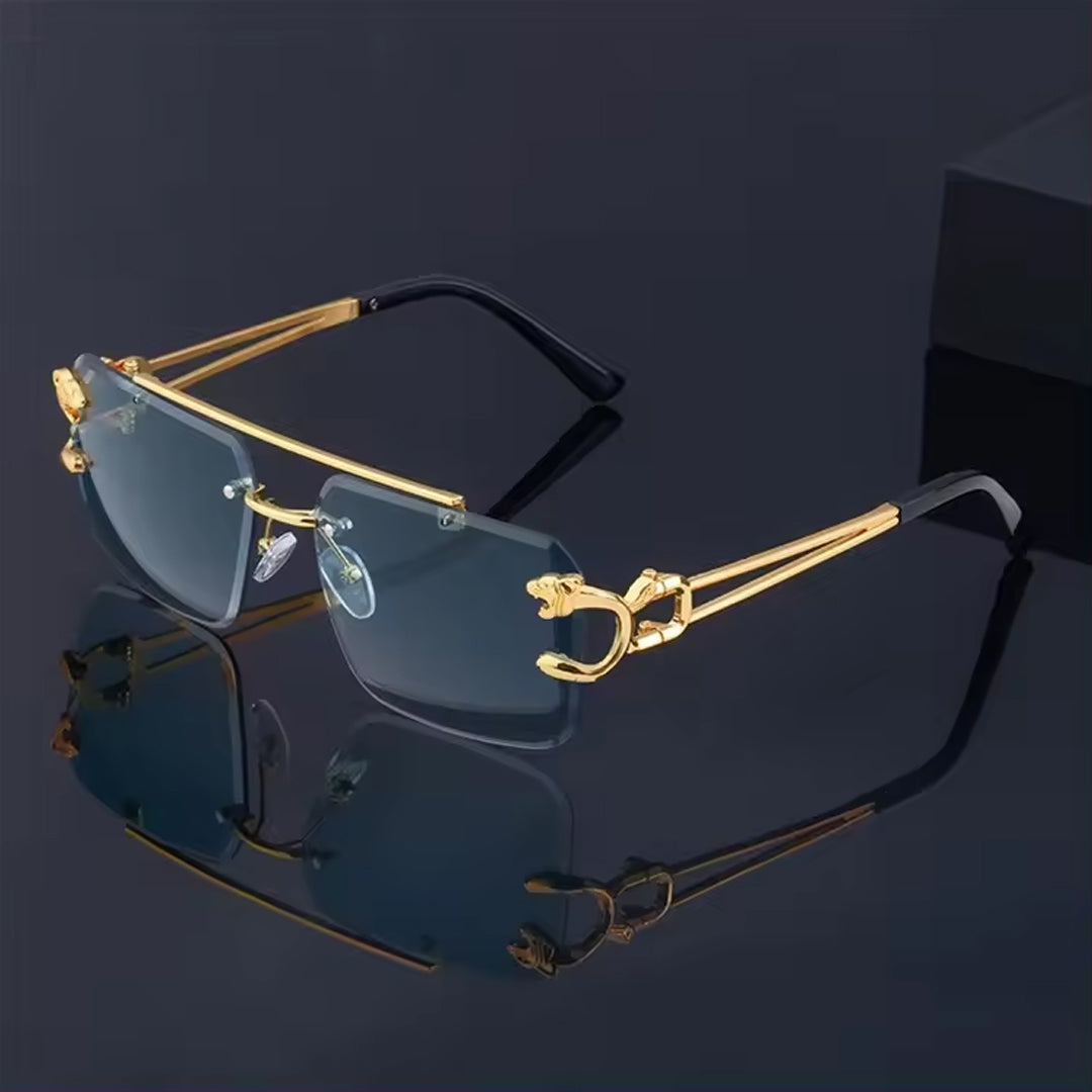 2024 Cheap printed your own brand custom logo sunglasses double bridge stylish rimless sunglasses UV400 square women sun glasses
