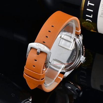 Luxury Oris Wathc Strap Delicate Three Hand Dial Reproduction Fashion Casual Green Black Good Quality Mens Quartz Watch